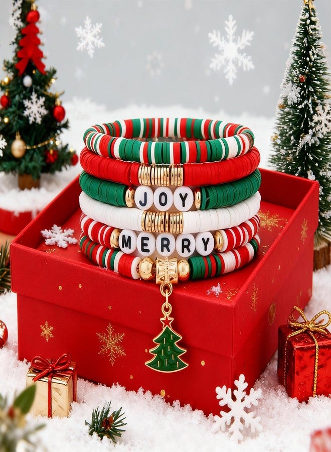 Hoheng Christmas Bracelets Jewelry for Women Stocking Stuffers Red Green Beaded Christmas Tree Snowflake Snata Charm Bracelet Gifts Outfits Accessories for Teen Girls - Image 5